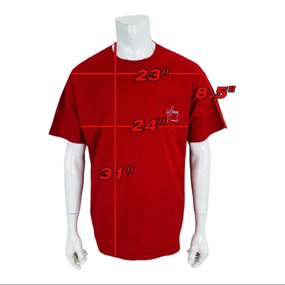 Guy Harvey Original Red Pocket Flag Graphic T shirt Mens XL - Picture 2 of 9